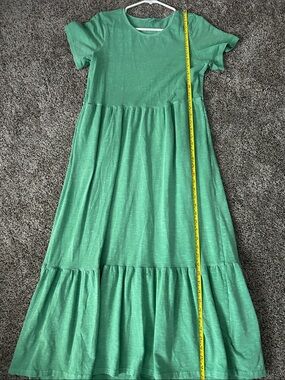 Old Navy Green Short-Sleeve Tiered Maxi Dress